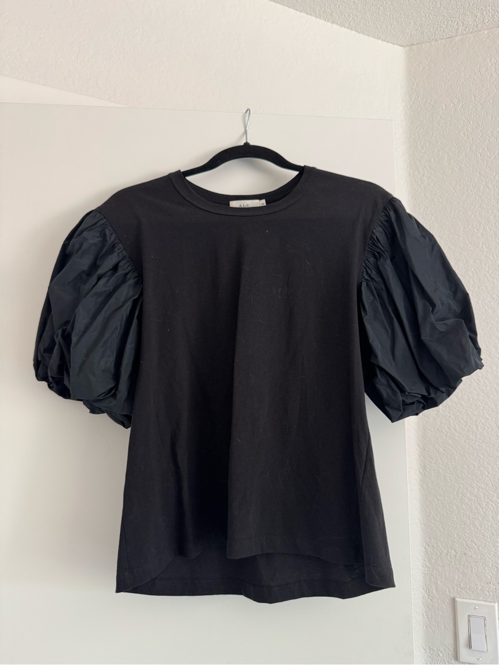 A.L.C. Black Crewneck Tee with Subtle Stitching